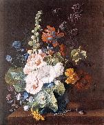 HUYSUM, Jan van Hollyhocks and Other Flowers in a Vase sf Spain oil painting artist